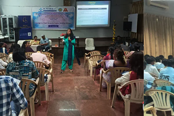 Engineering students at St. Peter’s Engineering College attending Dhruti Trust wellness workshop