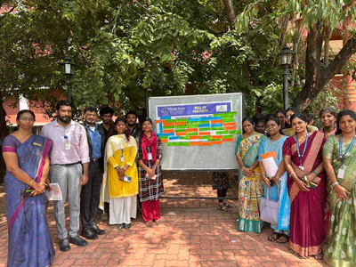 Students participating in the Dhruti PEERS activity 2