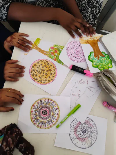 Students participating in the Dhruti PEERS activity 4