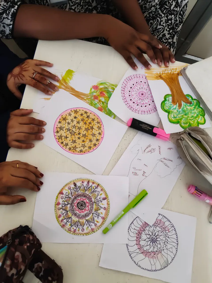 Students participating in the Dhruti PEERS activity 4
