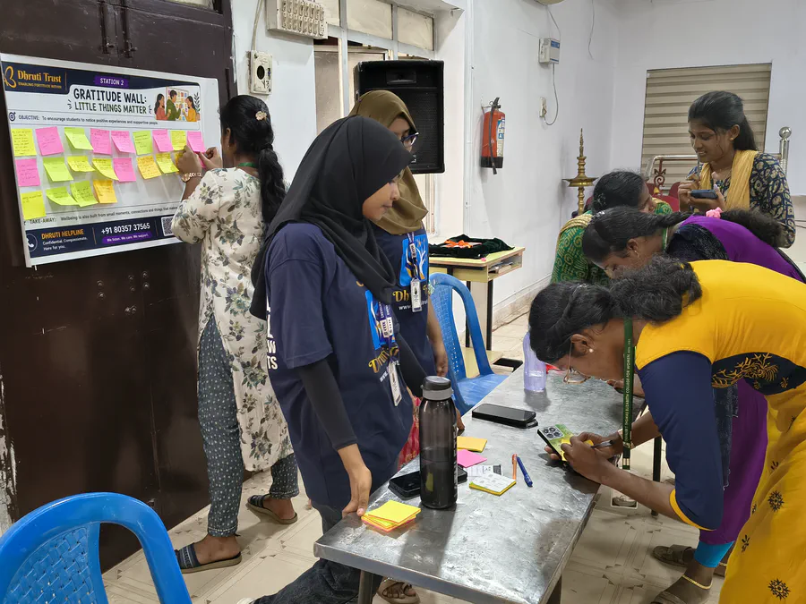Students participating in the Dhruti PEERS activity 2