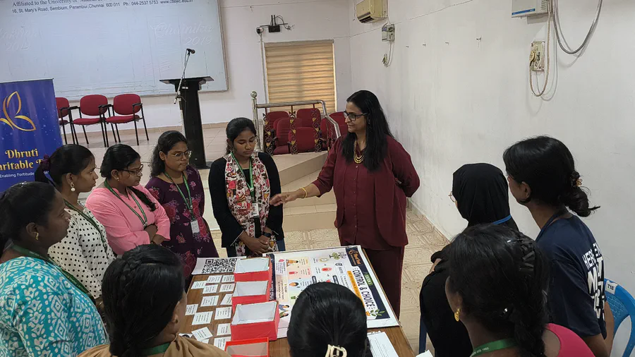 Students participating in the Dhruti PEERS activity 3