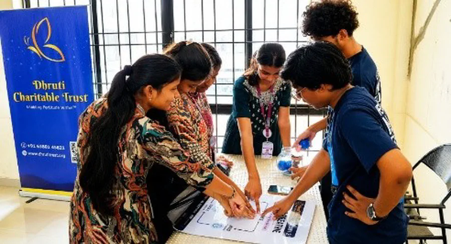 Students participating in the Dhruti PEERS activity 2
