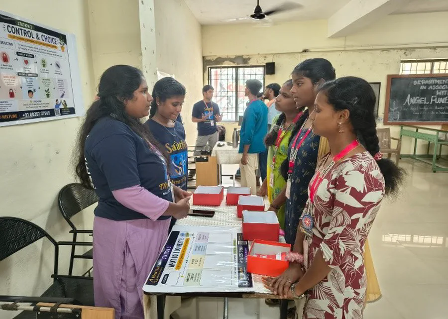 Students participating in the Dhruti PEERS activity 4