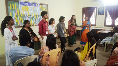 Students participating in the Dhruti PEERS activity 5