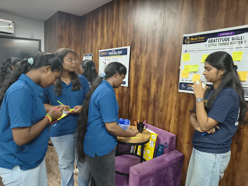 Students participating in the Dhruti PEERS activity 2