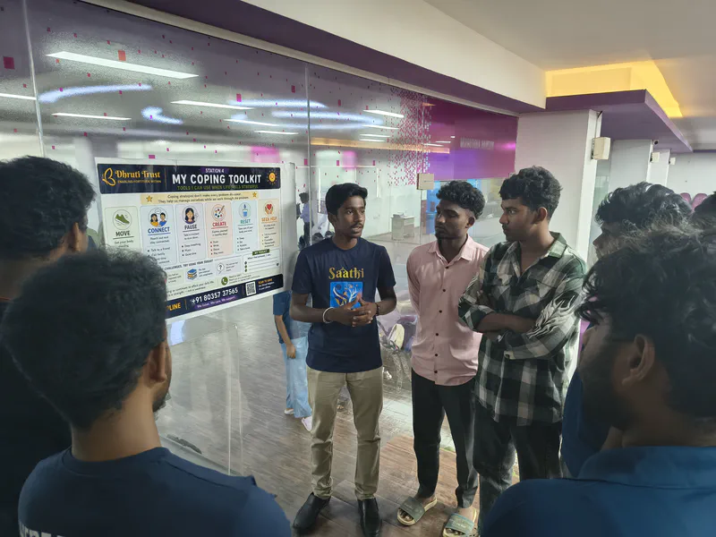 Students participating in the Dhruti PEERS activity 4