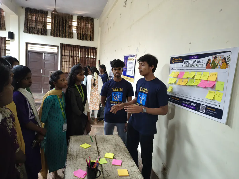 Students participating in the Dhruti PEERS activity 2