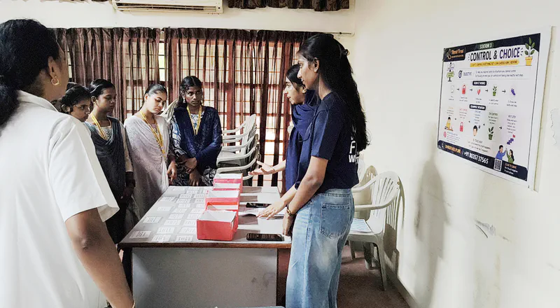 Students participating in the Dhruti PEERS activity 3