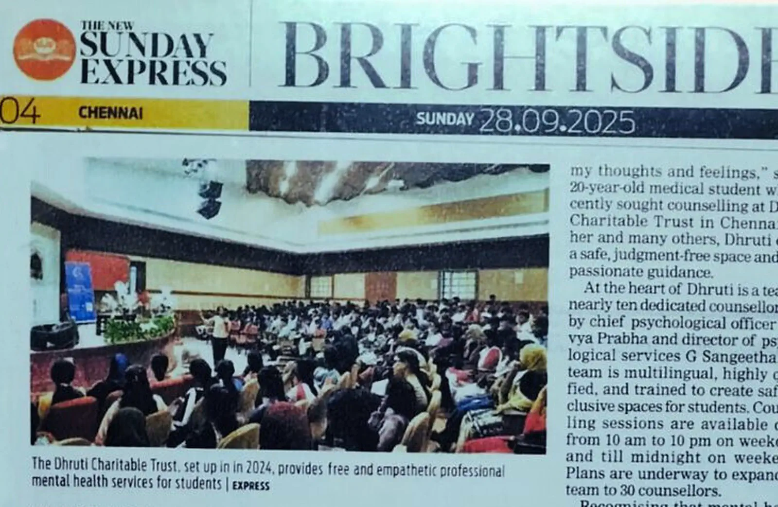 Indian Express energizes Dhruti Team